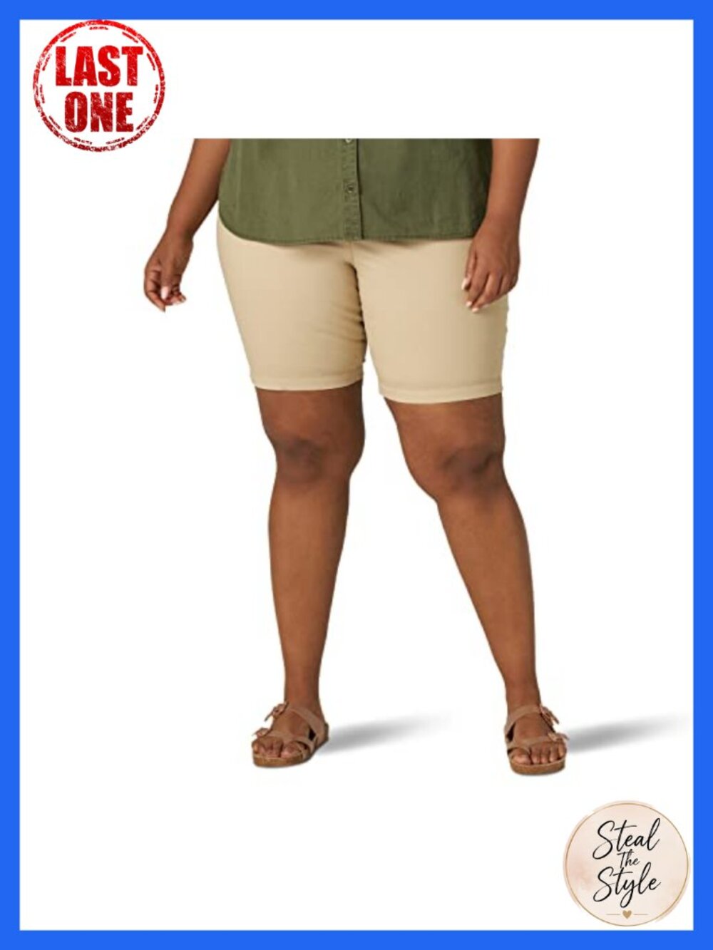 Women's Plus Size 9" Bermuda Shorts Chino Mid Rise Regular Fit Cotton Blend 4